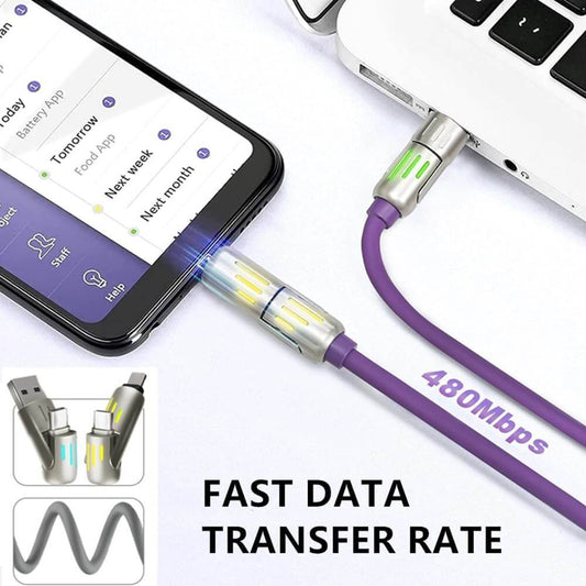 New Universal 4 In 1 Fast Charging Cable With Light Zinc Alloy Android , IPhone ,USB Type C Cable Universal Charging For All