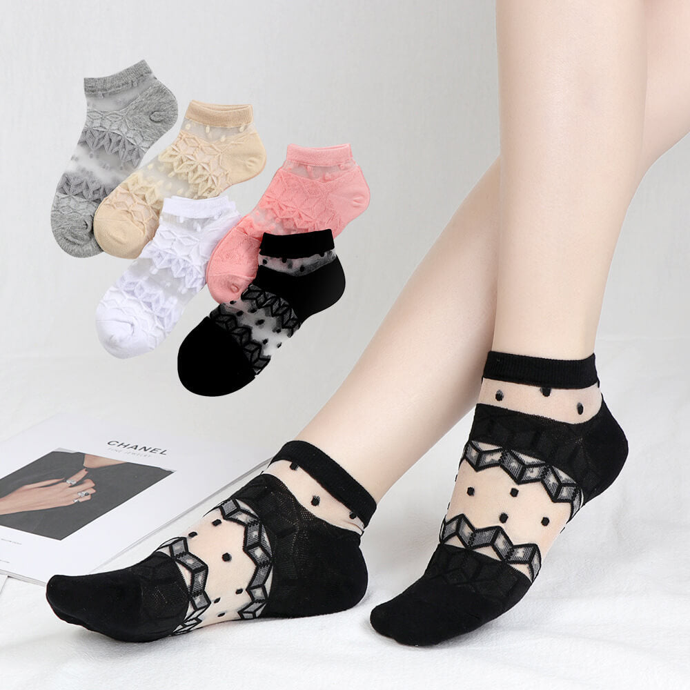 💎 Luxury Net Silk Ankle Socks for Women & Girls ✨