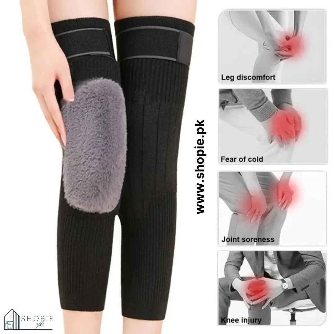 1Pair Unisex Winter Wool Elastic STRAP Knee Brace Pads Leg Warmers